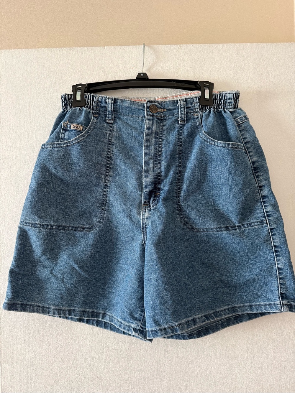 Vintage Lee Utility Denim Shorts with Elastic Waistband Size 12/Medium